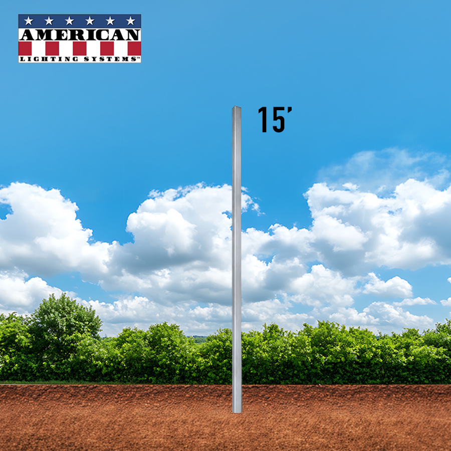 15 Foot Aluminum Square Straight Direct Burial 4in .188 Thickness