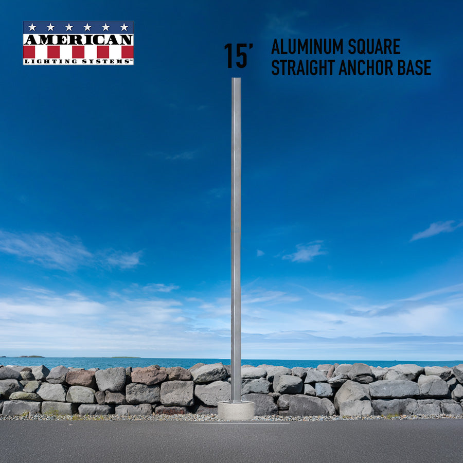 15 Foot Aluminum Square Straight Anchor Base 4in