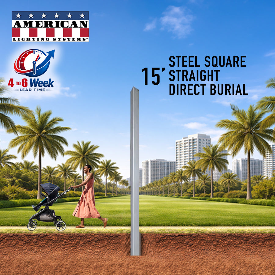 15 Foot Steel Square Straight Direct Burial 4in 11 Gauge