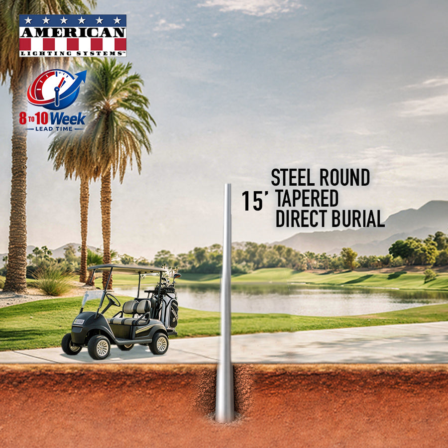 15 Foot Steel Round Tapered Direct Burial 11 Gauge
