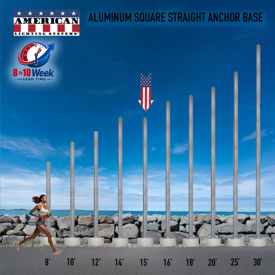 15 Foot Aluminum Square Straight Anchor Base 4in