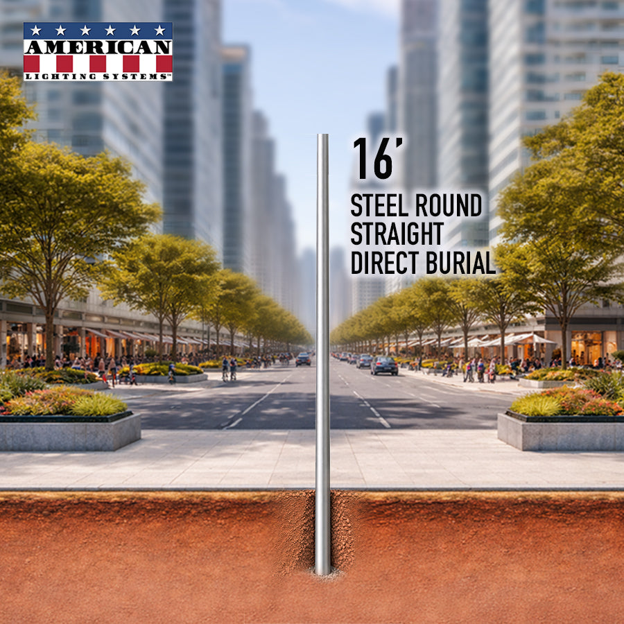 16 Foot Steel Round Straight Direct Burial 4in 11 Gauge