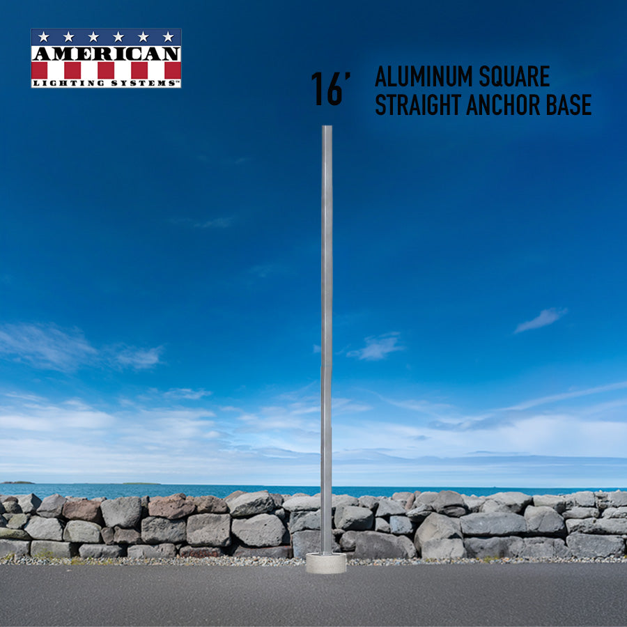 16 Foot Aluminum Square Straight Anchor Base 4in