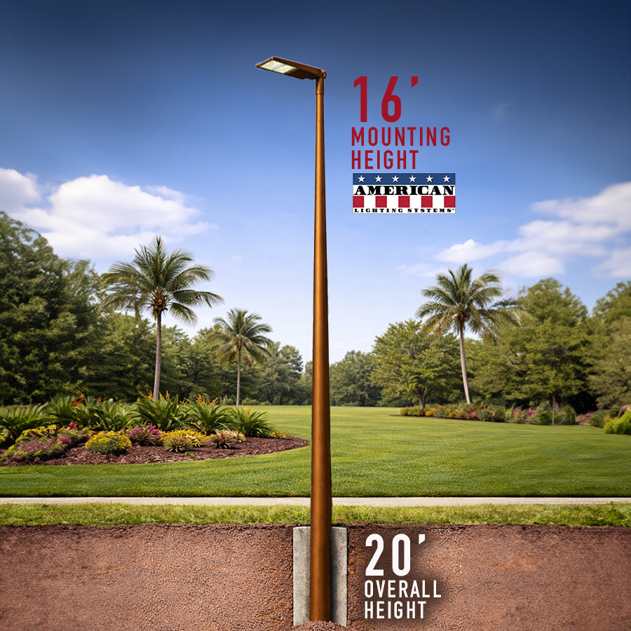 Commercial Light Pole 16 foot Direct Burial Fiberglass