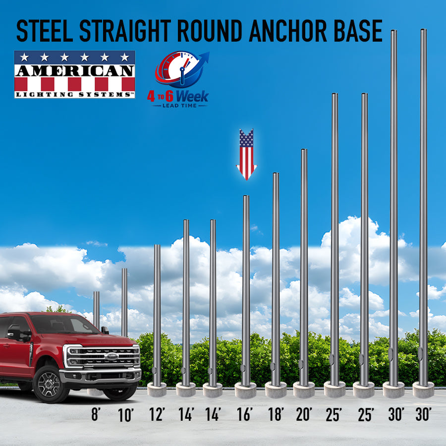 16 Foot Steel Round Straight Anchor Base 4in 11 Gauge