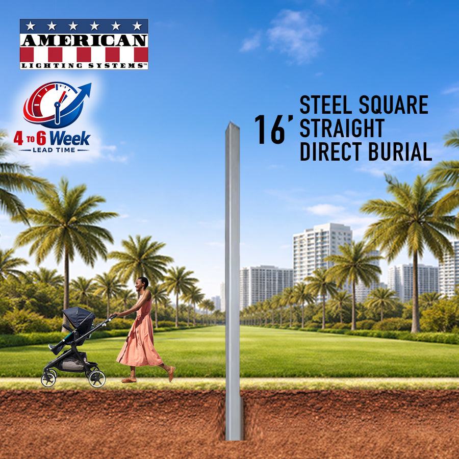 16 Foot Steel Square Straight Direct Burial 4in 11 Gauge