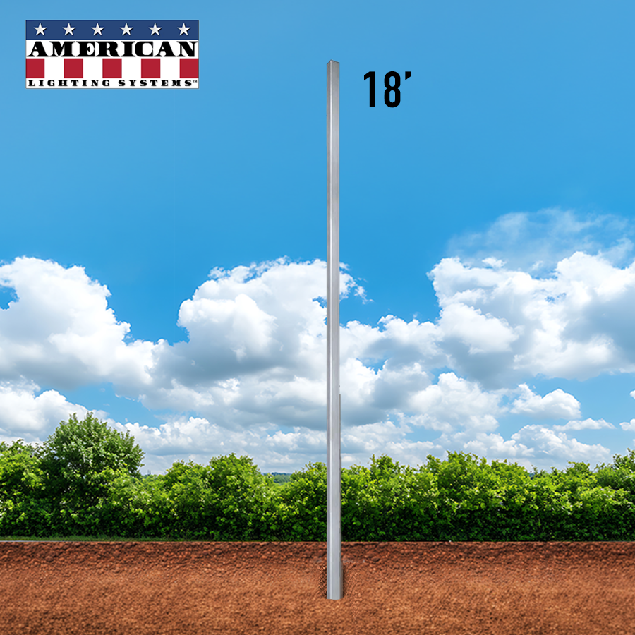 18 Foot Aluminum Square Straight Direct Burial 5in .188 Thickness
