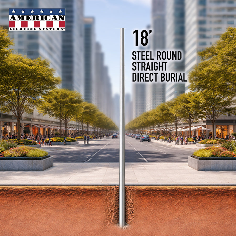 18 Foot Steel Round Straight Direct Burial 5in 11 Gauge