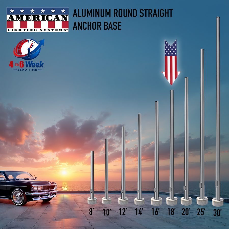 18 Foot Aluminum Round Straight Anchor Base 6in