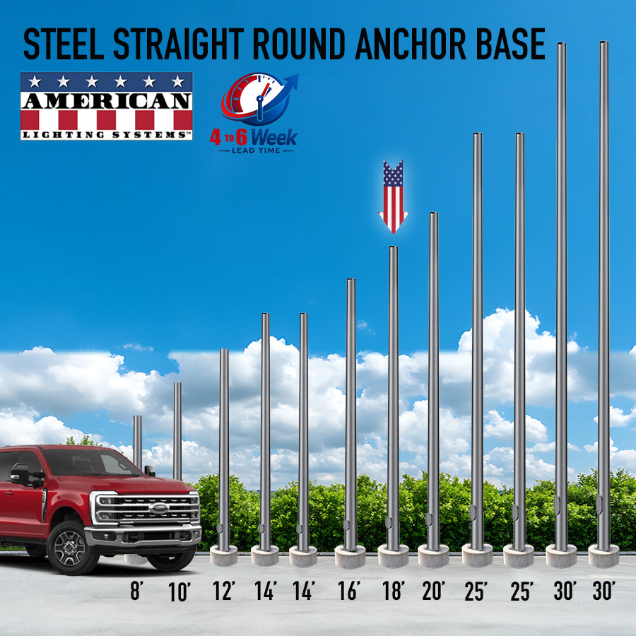 18 Foot Steel Round Straight Anchor Base 4in 11 Gauge