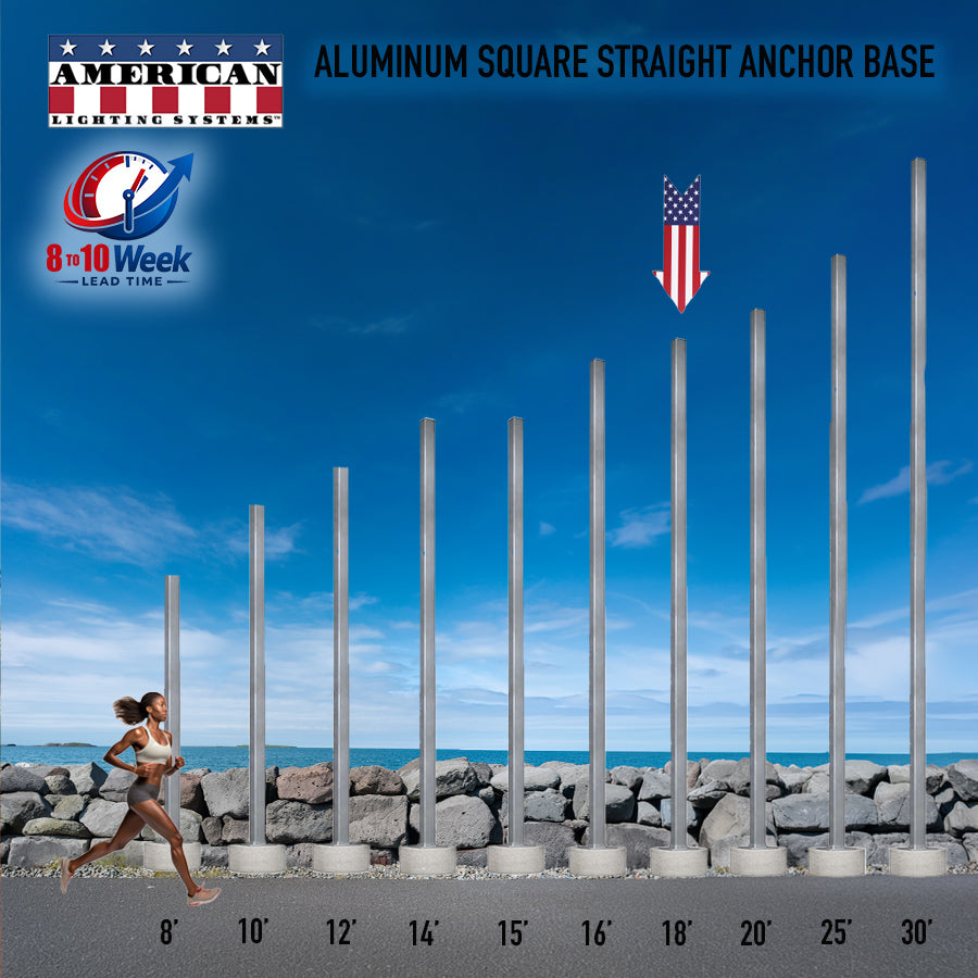 18 Foot Aluminum Square Straight Anchor Base 5in