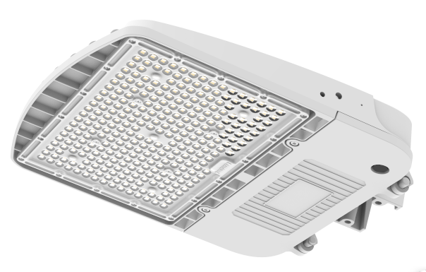 200W LED Shoebox Parking Lot Fixture White Finish