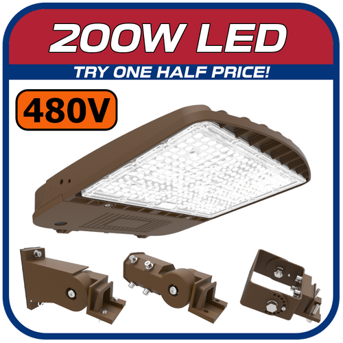 200W - 480V Area Light Parking Lot Fixture