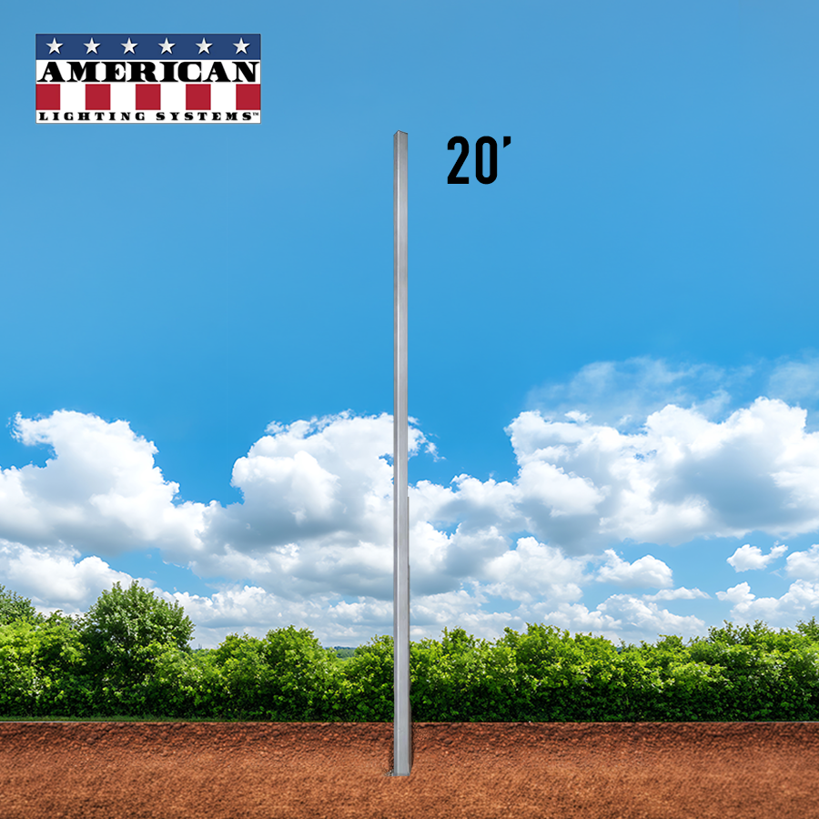20 Foot Aluminum Square Straight Direct Burial 5in .188 Thickness