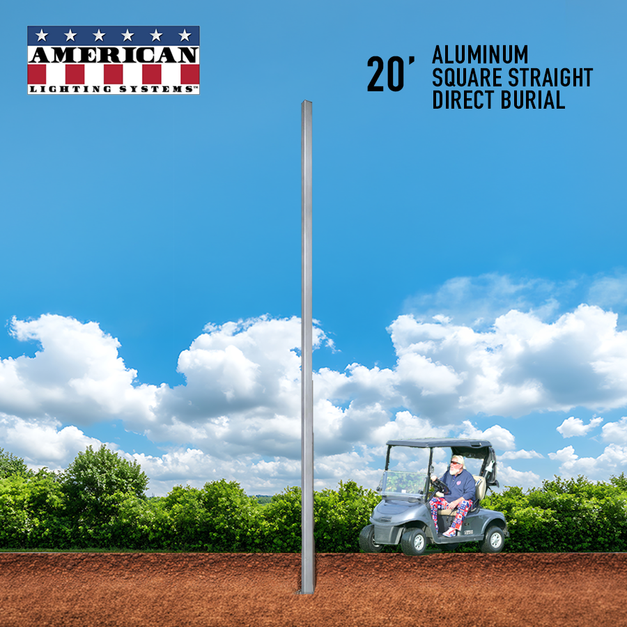 20 Foot Aluminum Square Straight Direct Burial 5in .188 Thickness