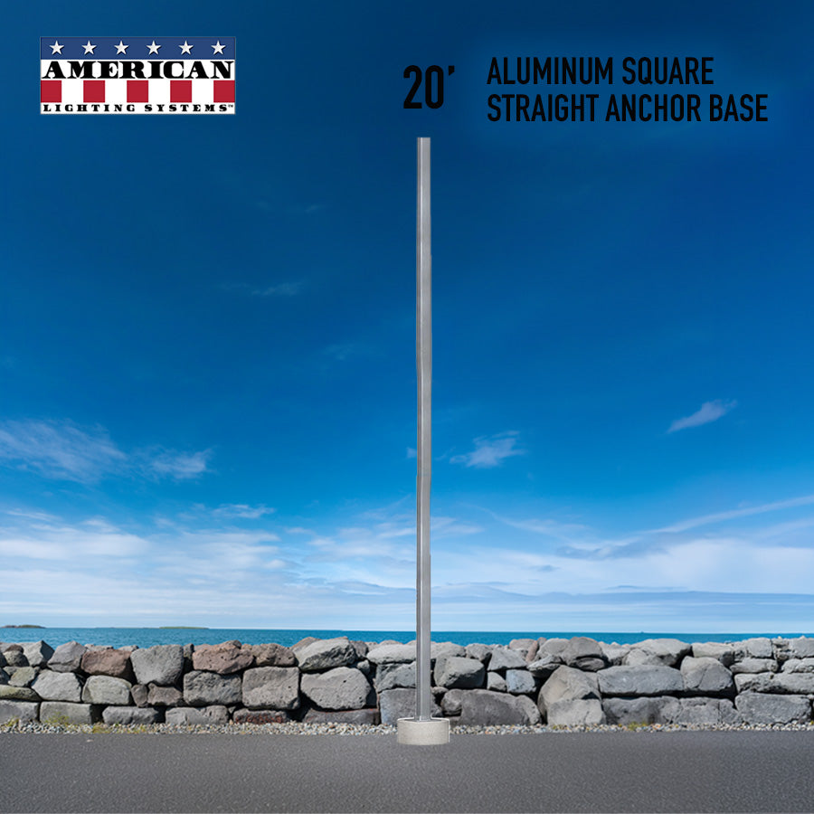 20 Foot Aluminum Square Straight Anchor Base 6in