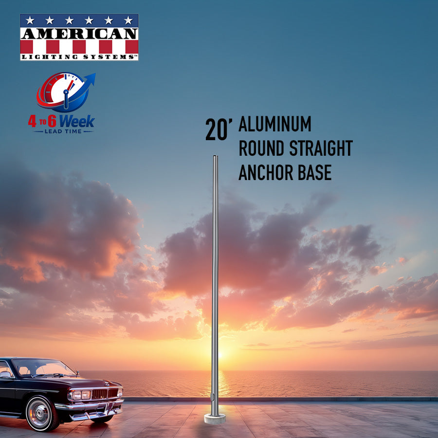 20 Foot Aluminum Round Straight Anchor Base 6in