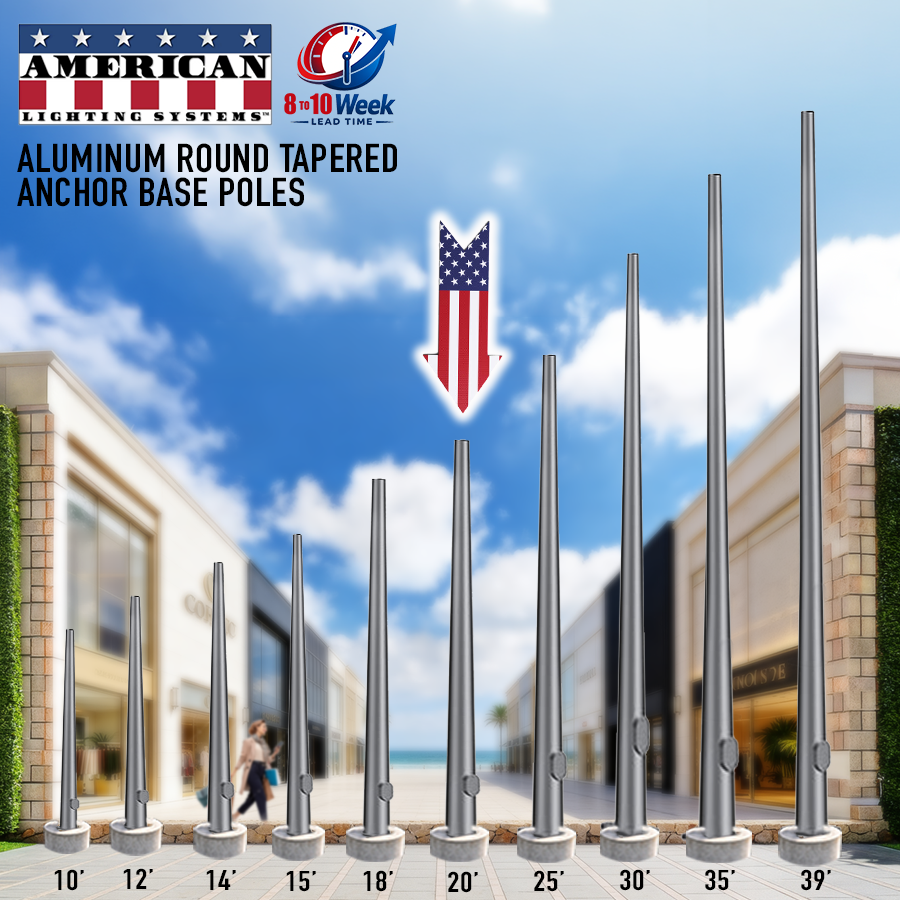 20 Foot Round Tapered Aluminum Anchor Base 5" .156 Thickness