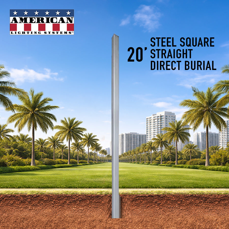 20 Foot Steel Square Straight Direct Burial 5in 11 Gauge
