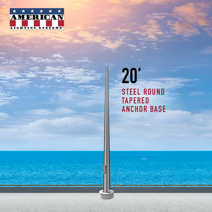 20 Foot Round Tapered Steel Anchor Base 11 Gauge