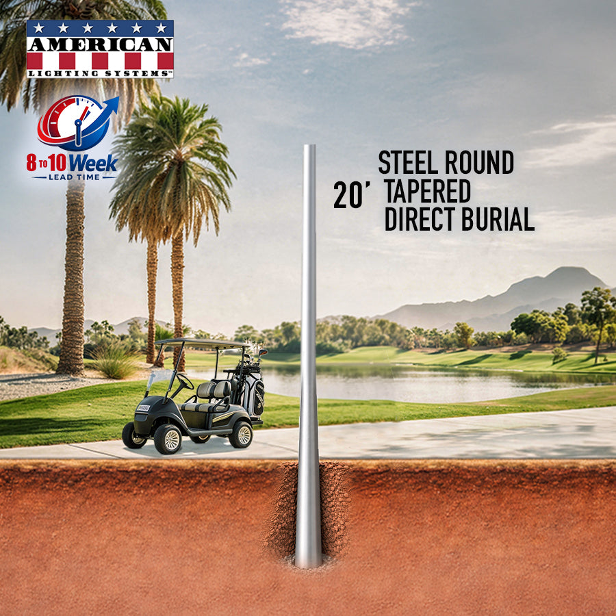 20 Foot Steel Round Tapered Direct Burial 11 Gauge