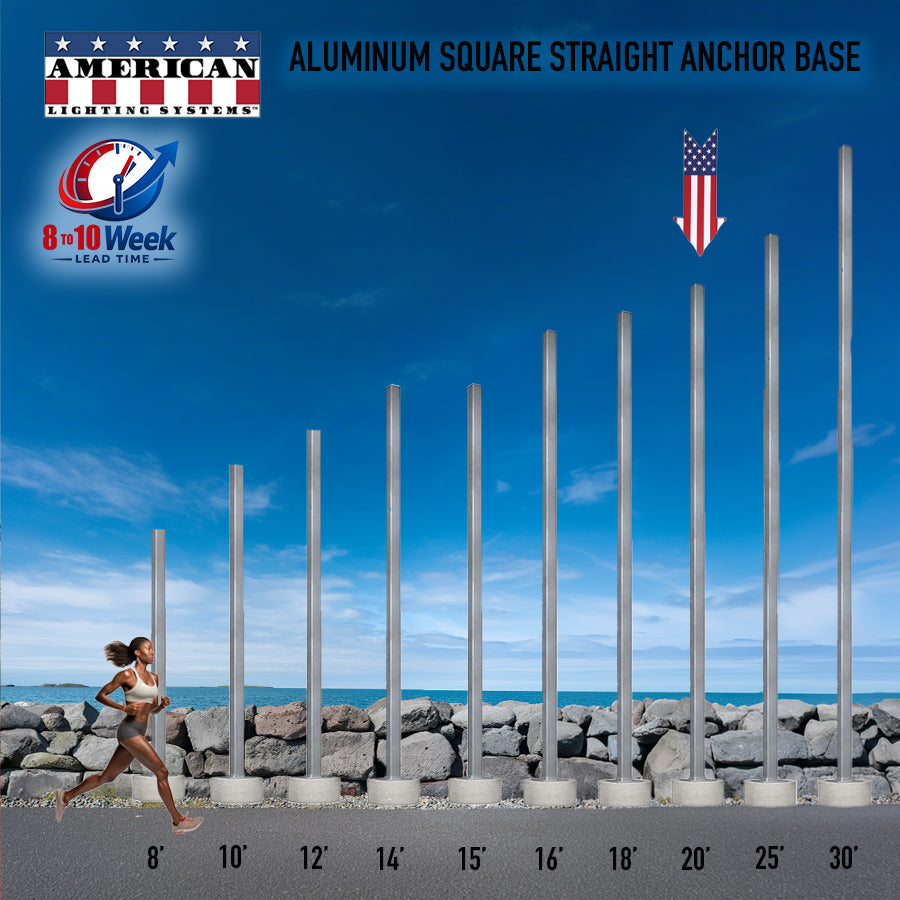 20 Foot Aluminum Square Straight Anchor Base 5in