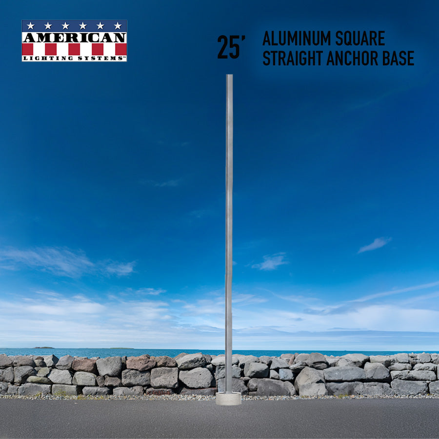 25 Foot Aluminum Square Straight Anchor Base 5in