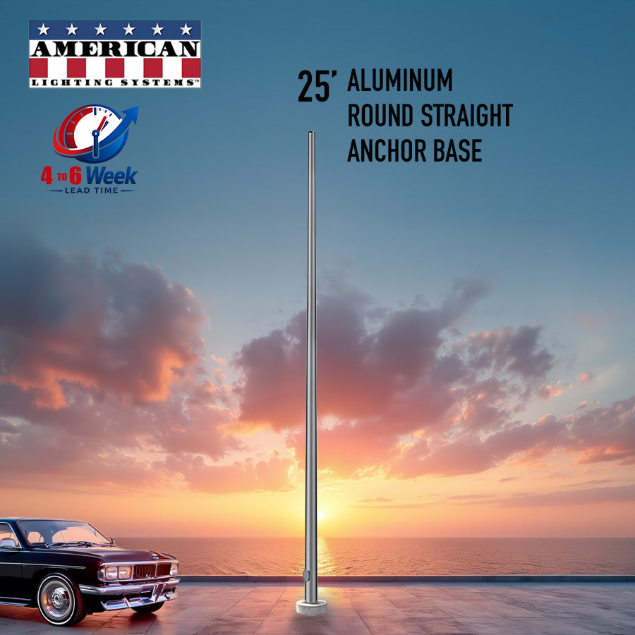 25 Foot Aluminum Round Straight Anchor Base 6in