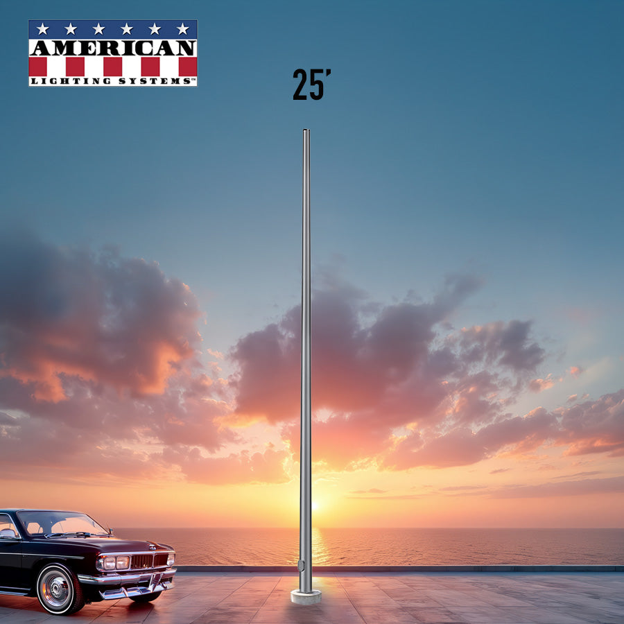 25 Foot Aluminum Round Straight Anchor Base 6in
