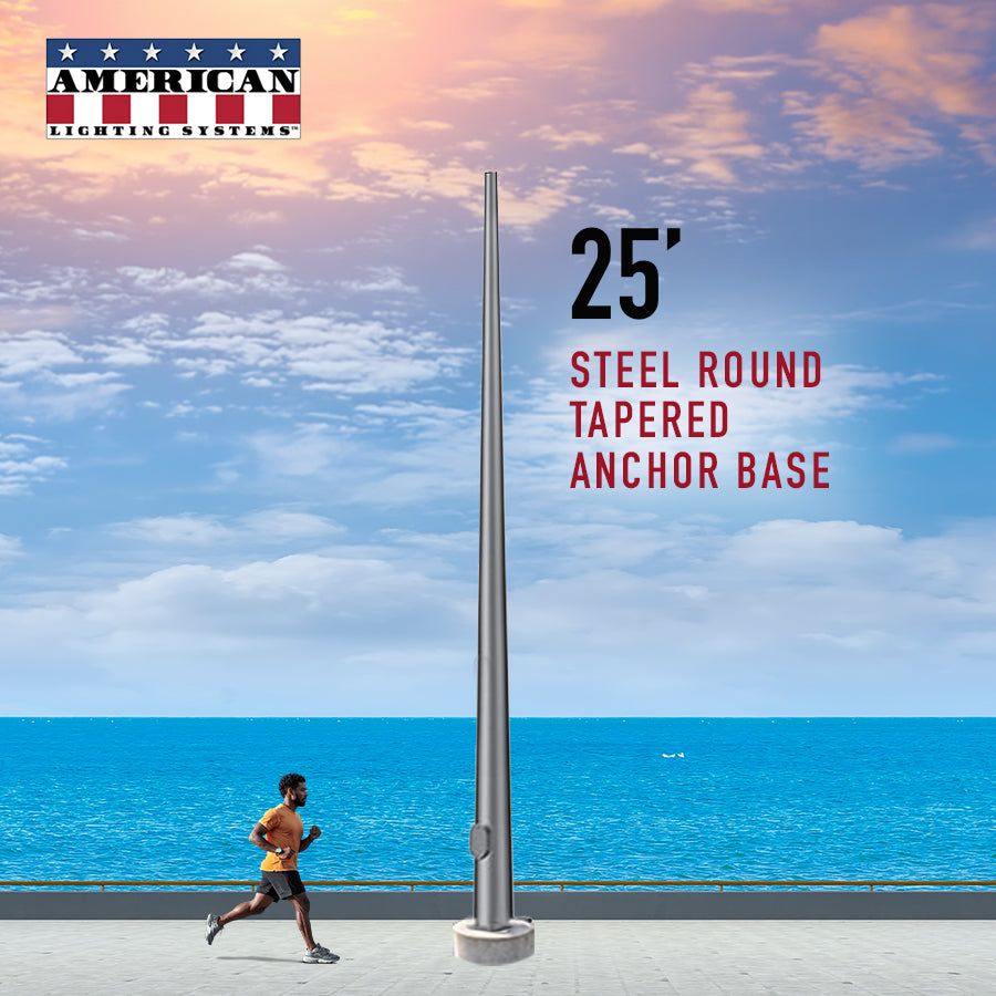 25 Foot Round Tapered Steel Anchor Base 11 Gauge