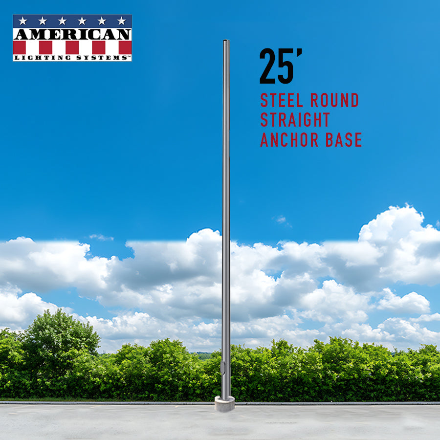 25 Foot Steel Round Straight Anchor Base 5in 11 Gauge