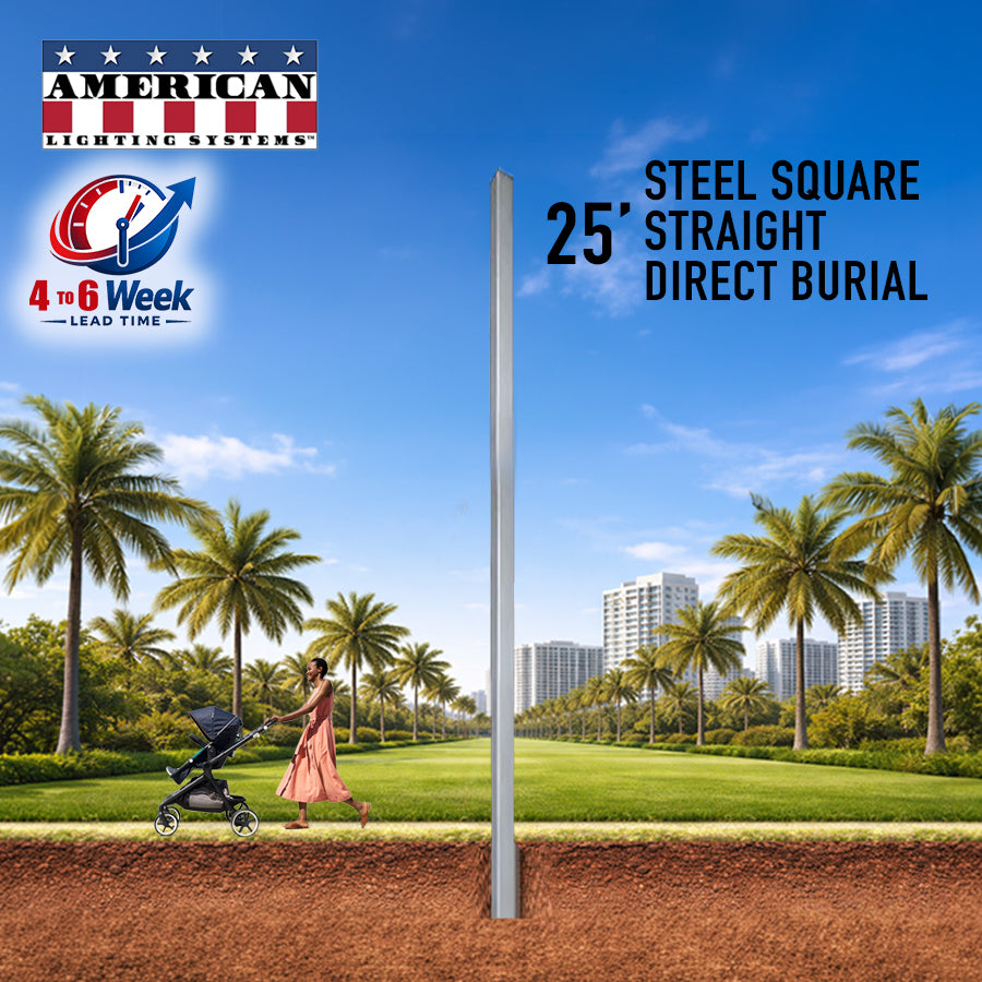 25 Foot Steel Square Straight Direct Burial 5in 7 Gauge