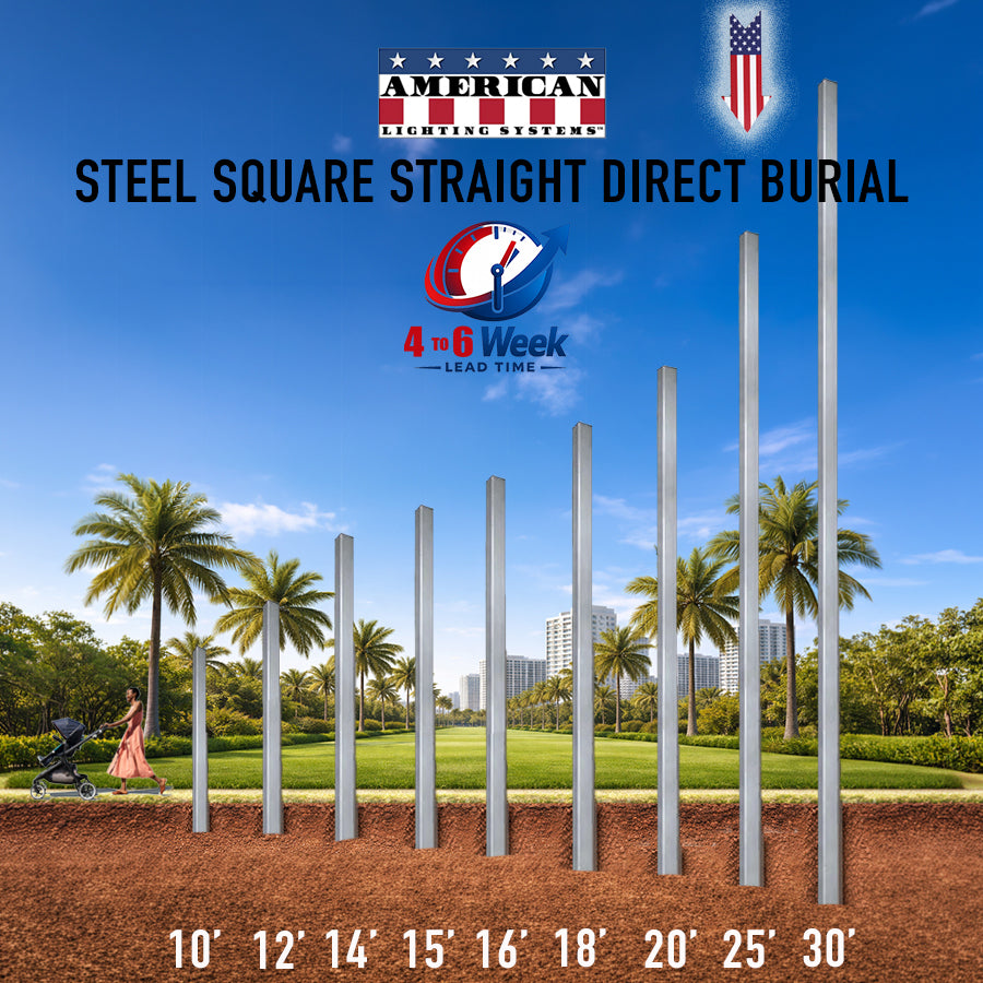 25 Foot Steel Square Straight Direct Burial 5in 7 Gauge