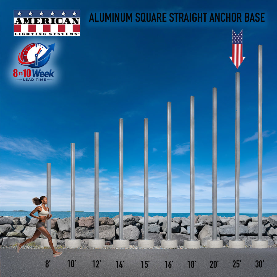 25 Foot Aluminum Square Straight Anchor Base 5in