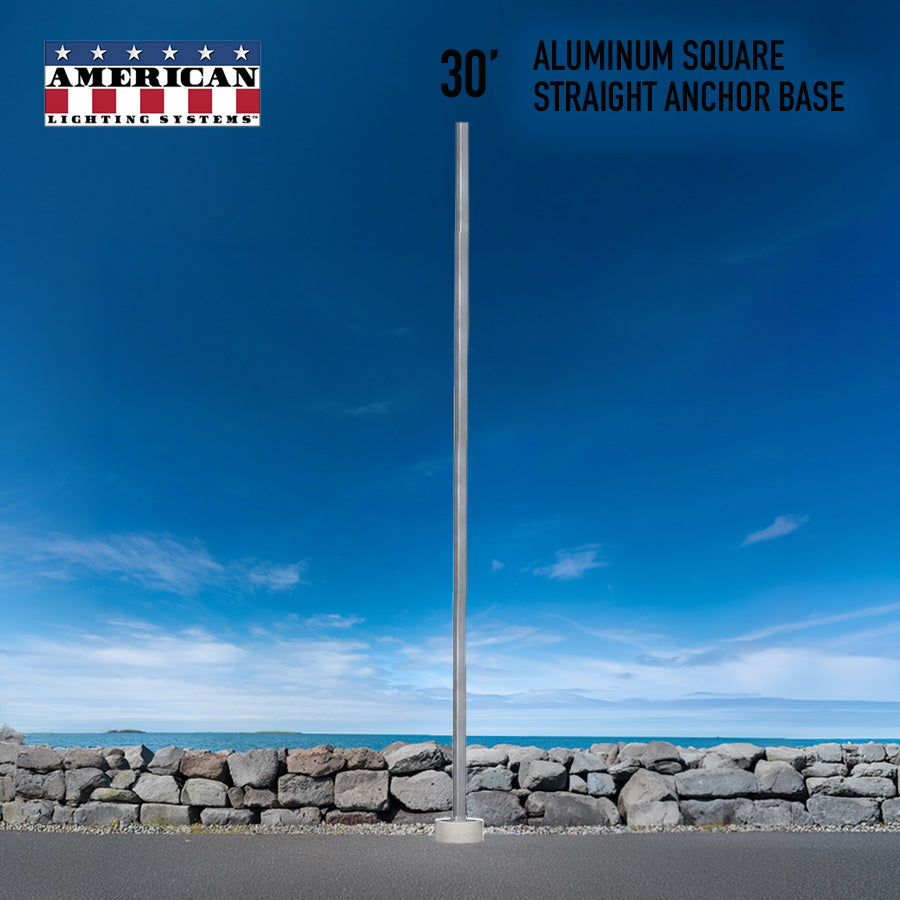 30 Foot Aluminum Square Straight Anchor Base 6in