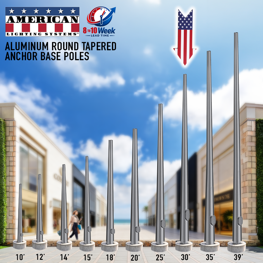 30 Foot Round Tapered Aluminum Anchor Base 8" .188 Thickness