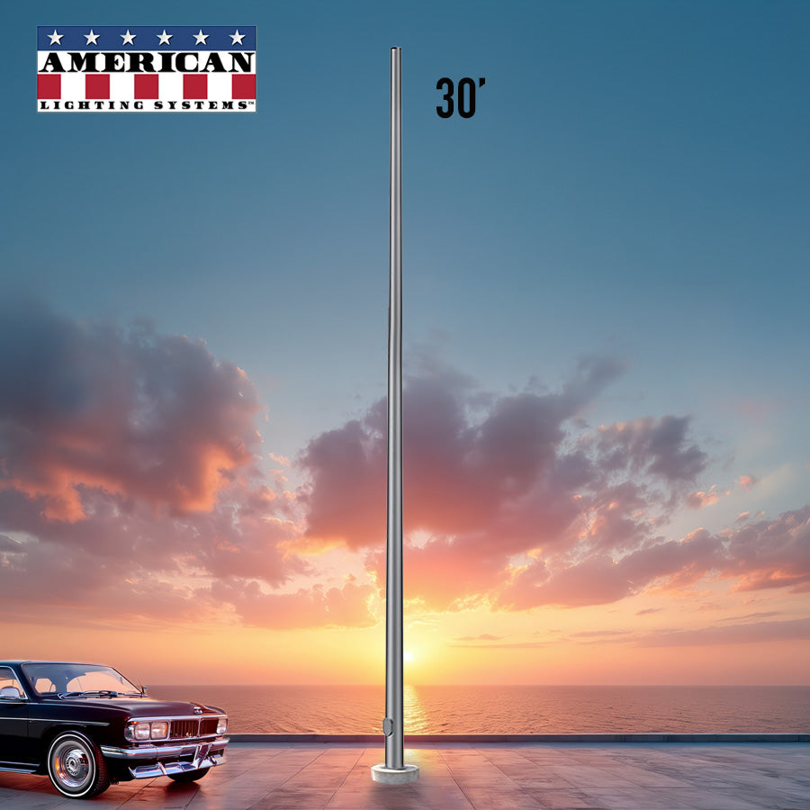 30 Foot Aluminum Round Straight Anchor Base 6in