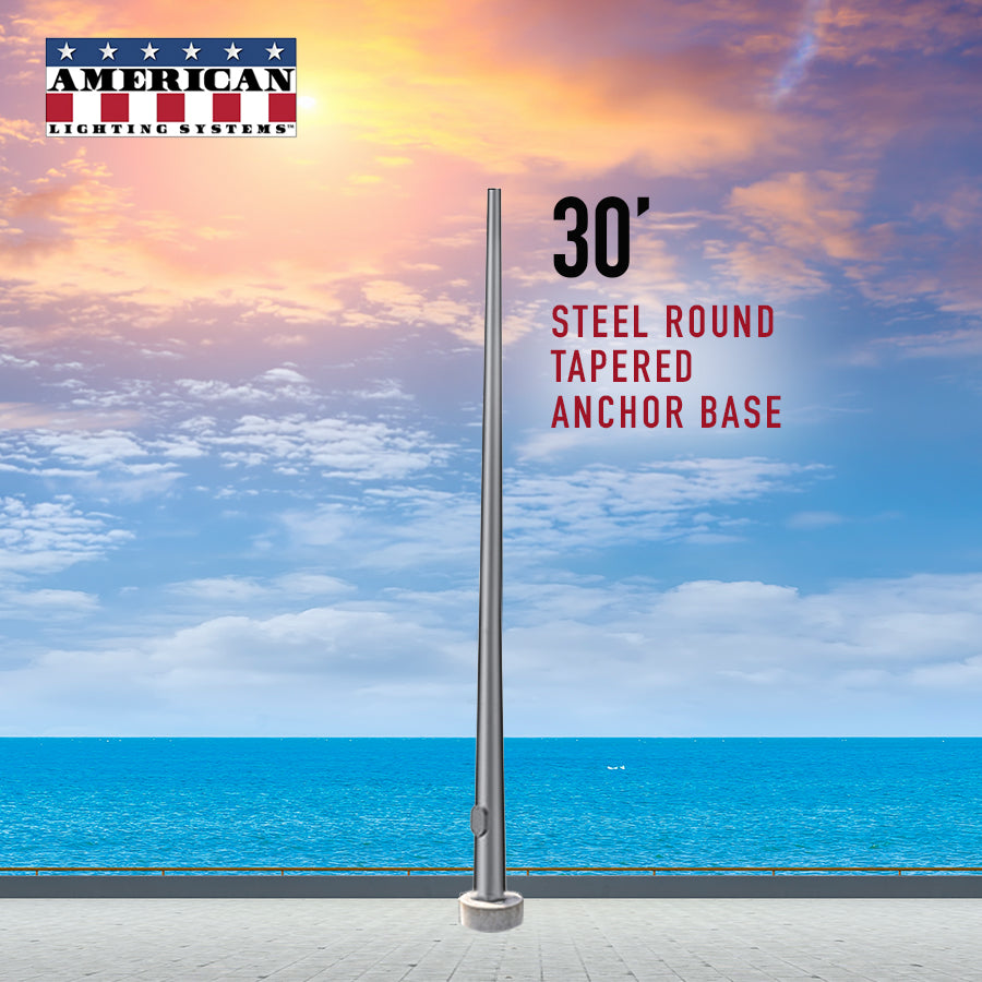 30 Foot Round Tapered Steel Anchor Base 11 Gauge