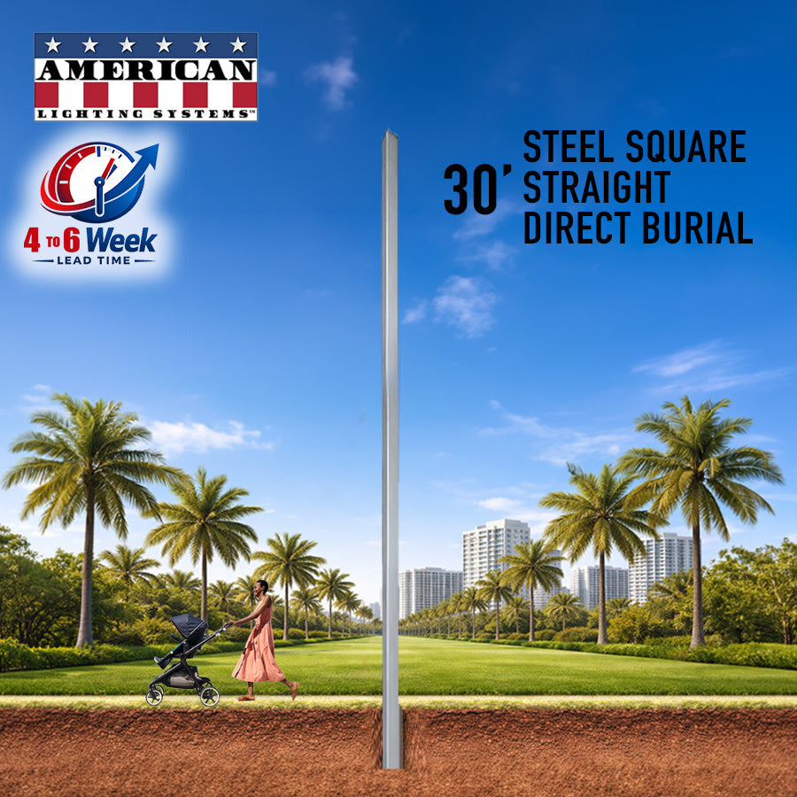 30 Foot Steel Square Straight Direct Burial 5in 7 Gauge