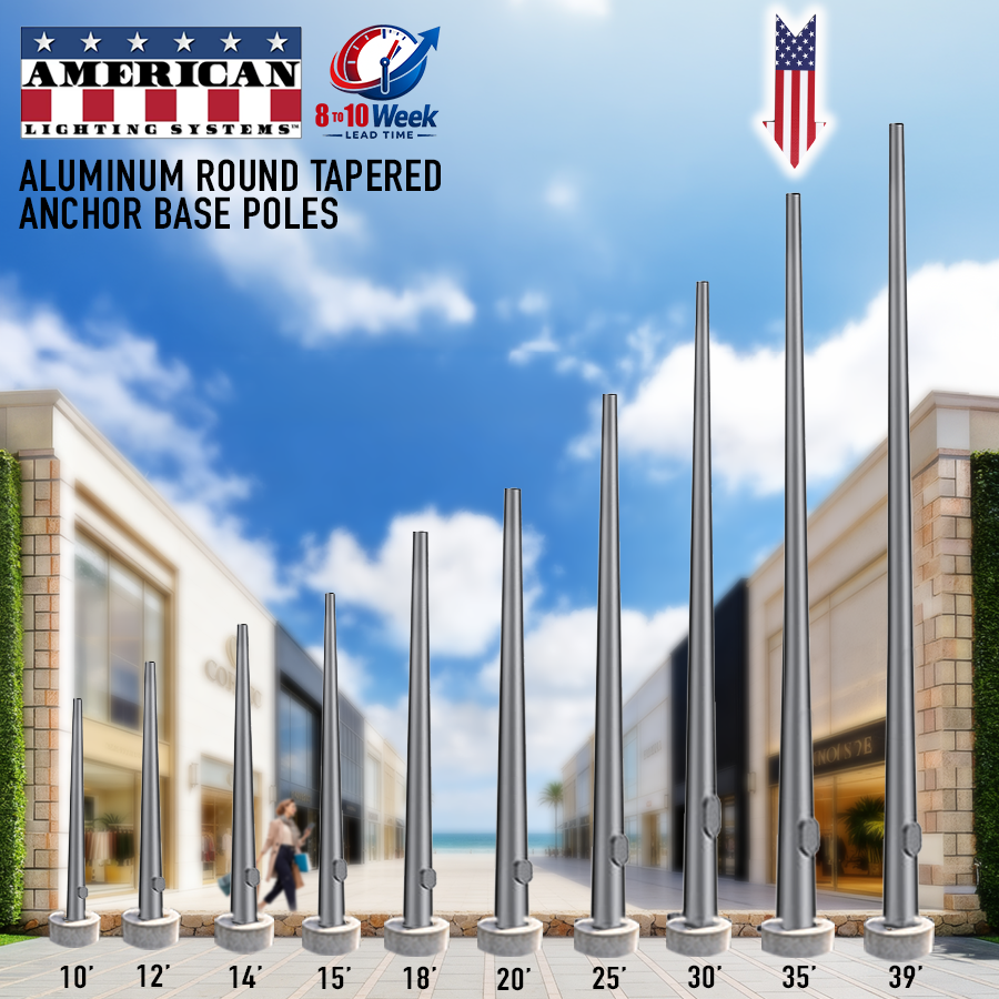 35 Foot Round Tapered Aluminum Anchor Base 8" .25 Thickness