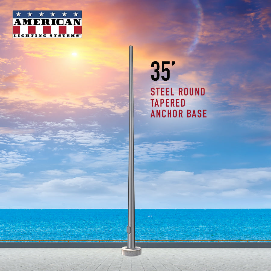 35 Foot Round Tapered Steel Anchor Base 11 Gauge