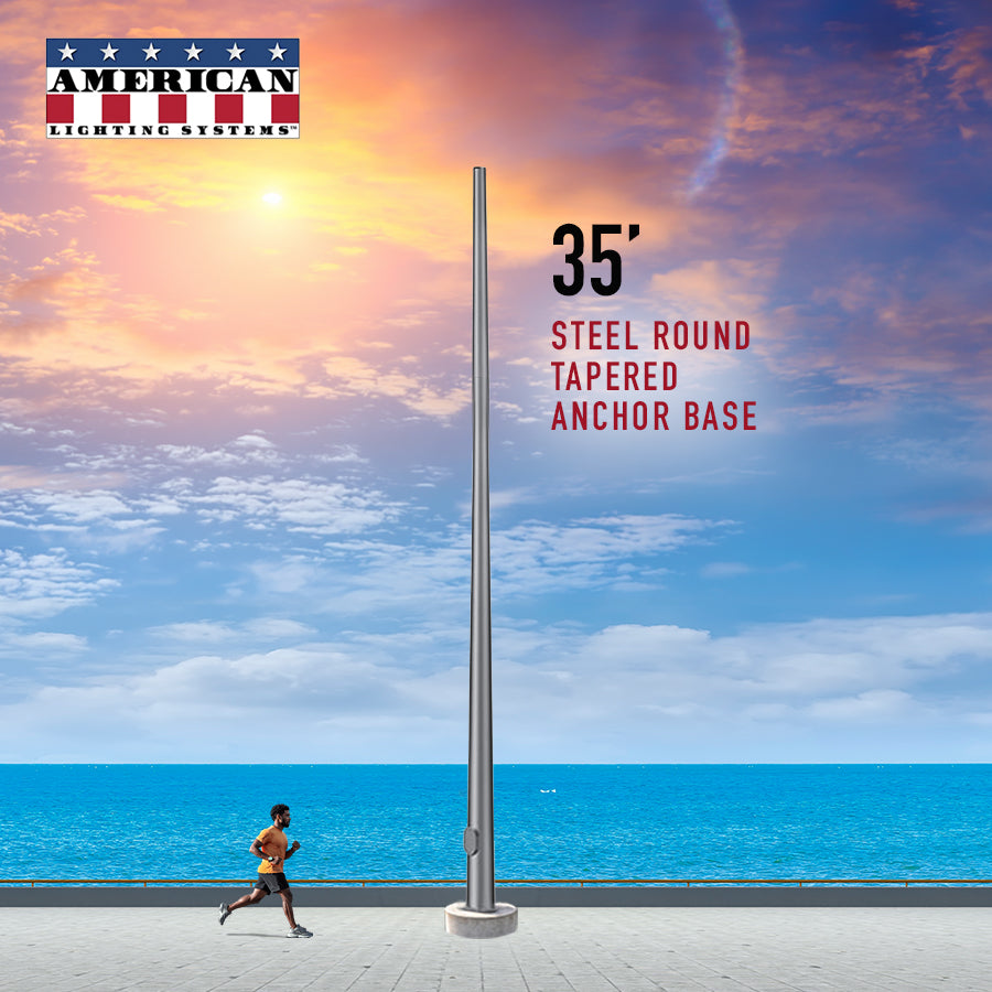 35 Foot Round Tapered Steel Anchor Base 11 Gauge