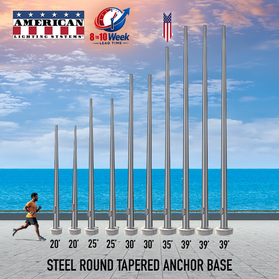 35 Foot Round Tapered Steel Anchor Base 11 Gauge