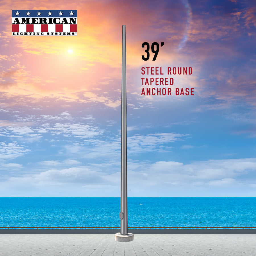 39 Foot Round Tapered Steel Anchor Base 7 Gauge