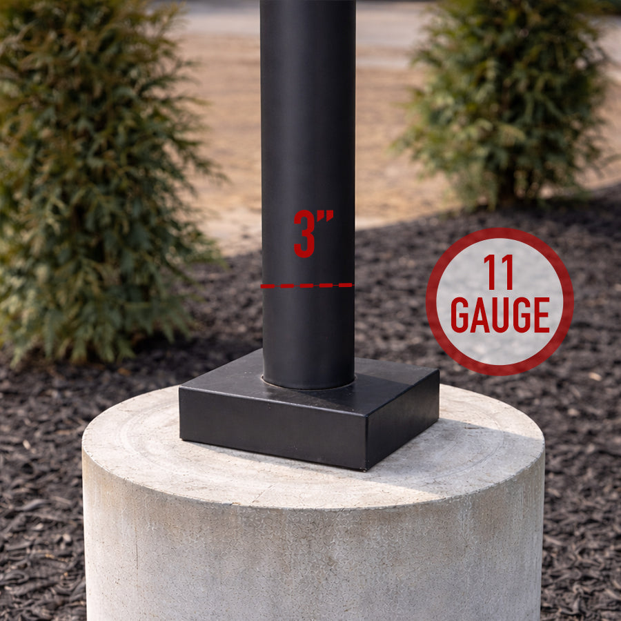 12 Foot Steel Round Straight Anchor Base 3in 11 Gauge