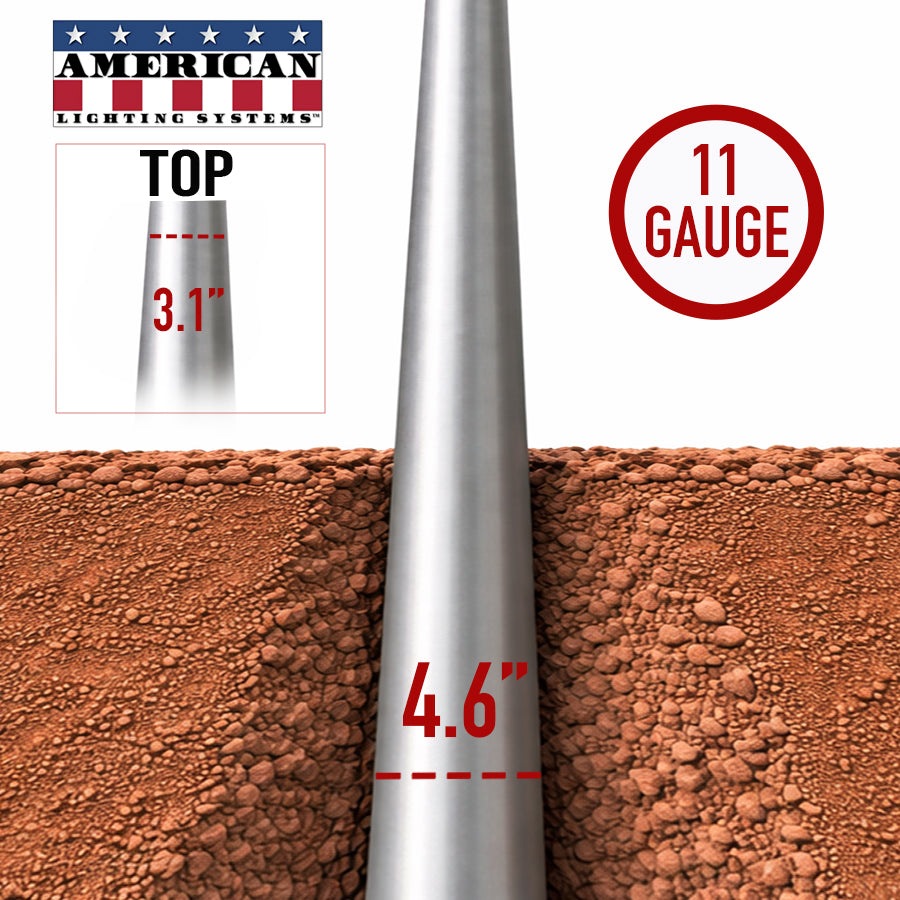 15 Foot Steel Round Tapered Direct Burial 11 Gauge