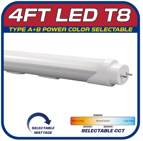 25pcs. (One Case) 4ft. 5 Wattage 5CCT LED T8 Tube