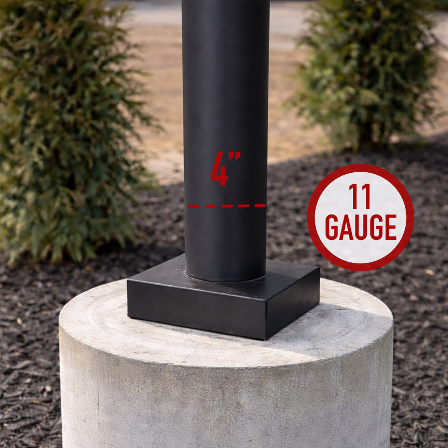 20 Foot Steel Round Straight Anchor Base 4in 11 Gauge