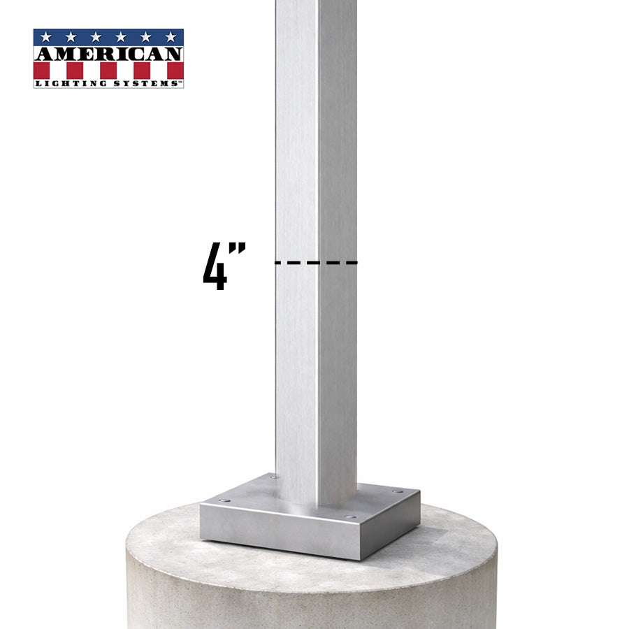 14 Foot Aluminum Square Straight Anchor Base 4in