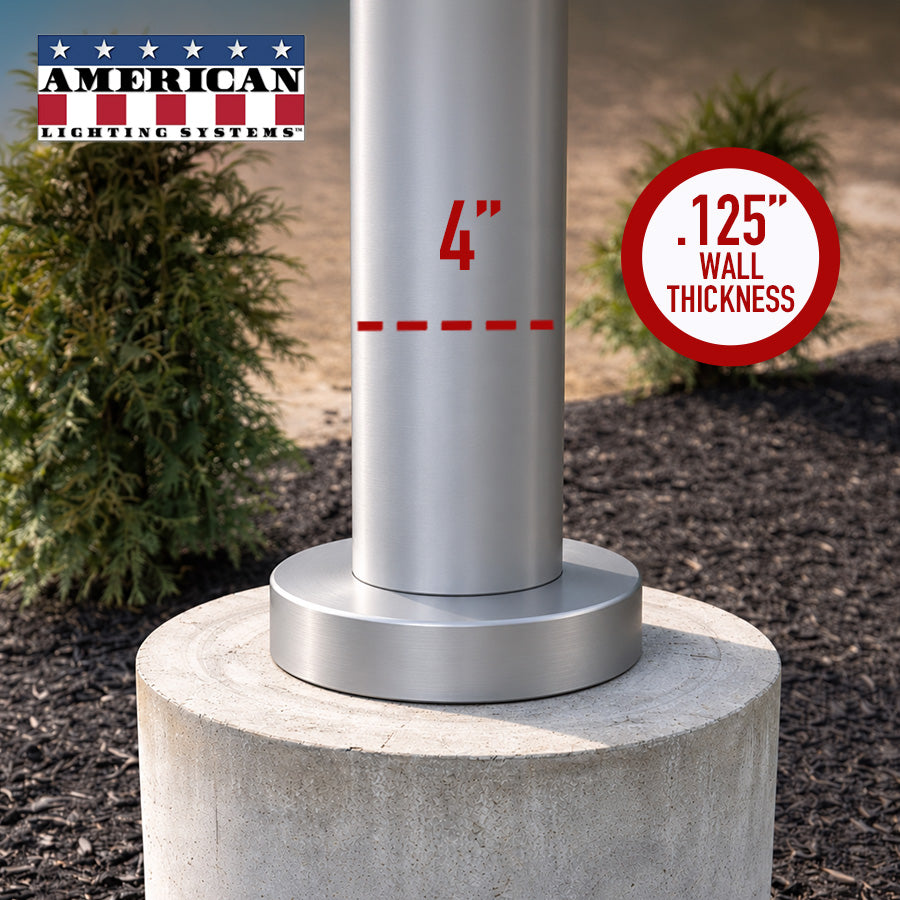 8 Foot Aluminum Round Straight Anchor Base 4in